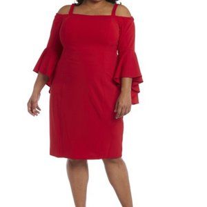 R&M Richards Off-The-Shoulder Flared-Sleeve Dress